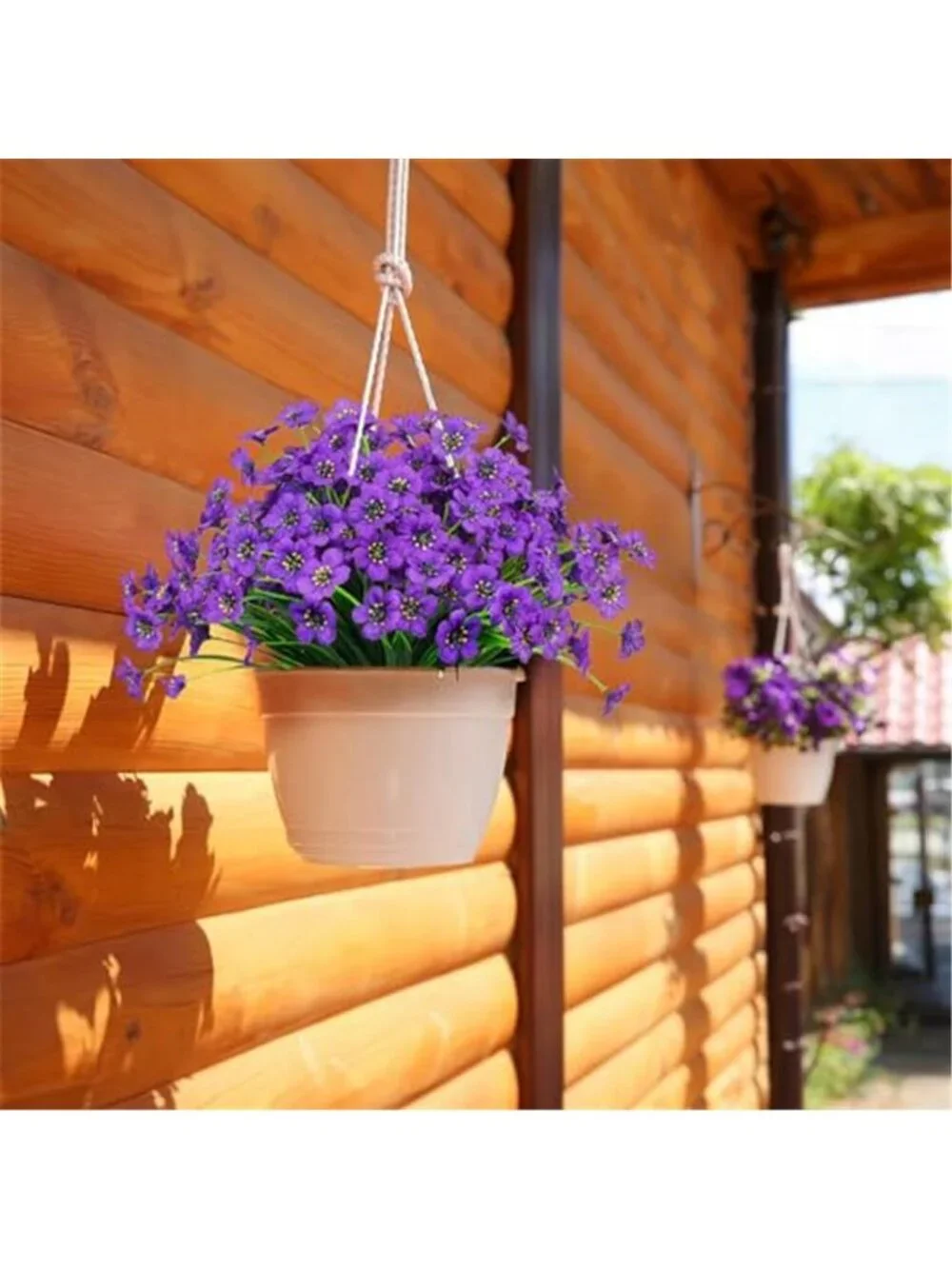 21 Bundles Purple Artificial Flowers Outdoor UV Resistant Fake Silk Faux Plants